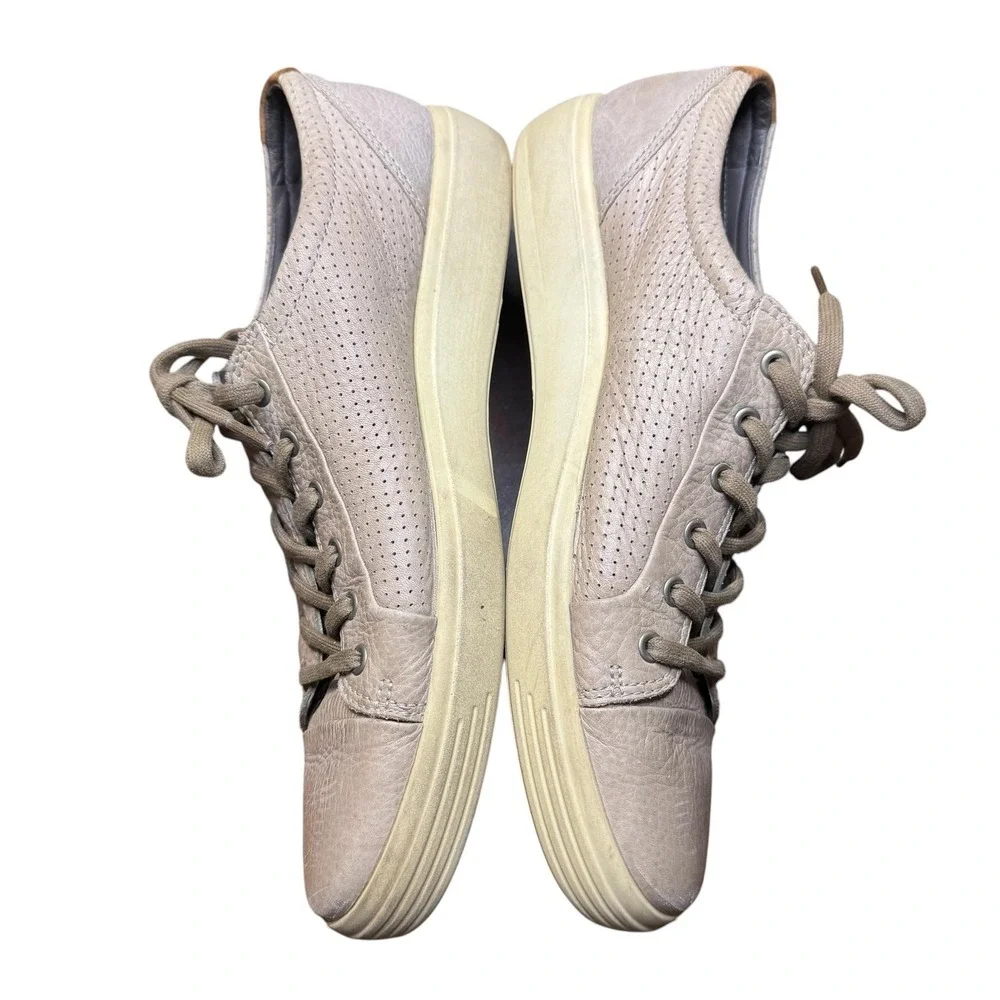 ECCO Shoes Mens Size 12 Gray Leather Perforated Lace Up Casual Sneakers